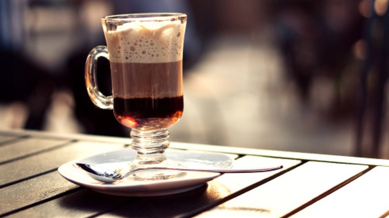 An Irish coffee on a table top