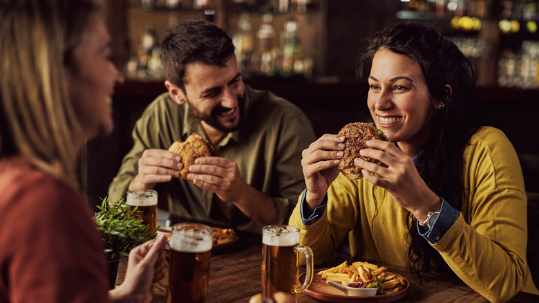 Customers happy at a restaurant 