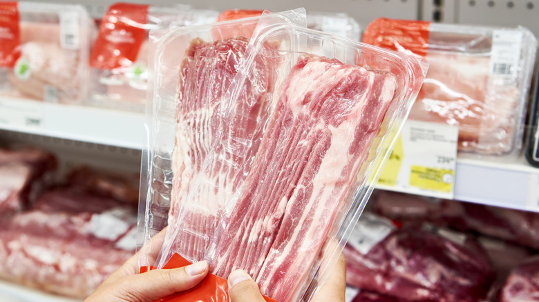 Packs of sealed bacon
