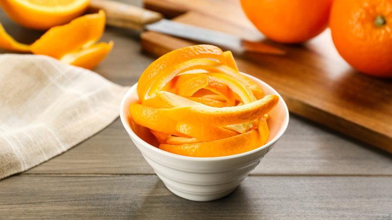 orange peels in bowl