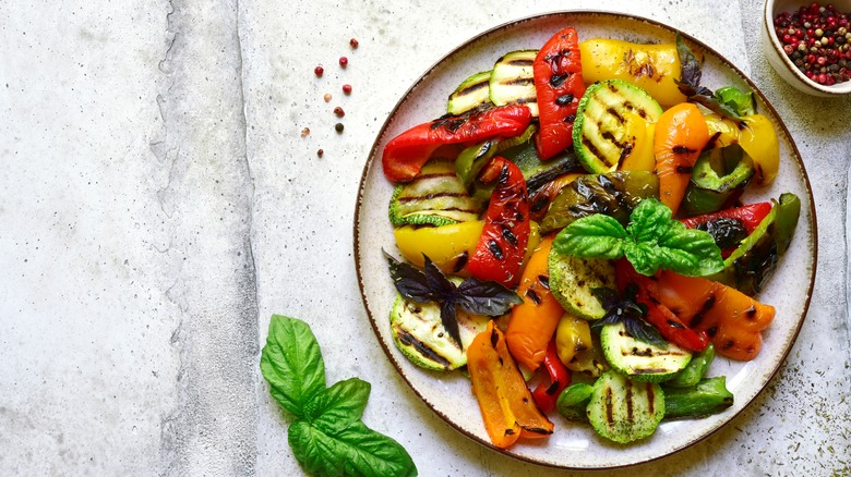 Grilled veggies on plate