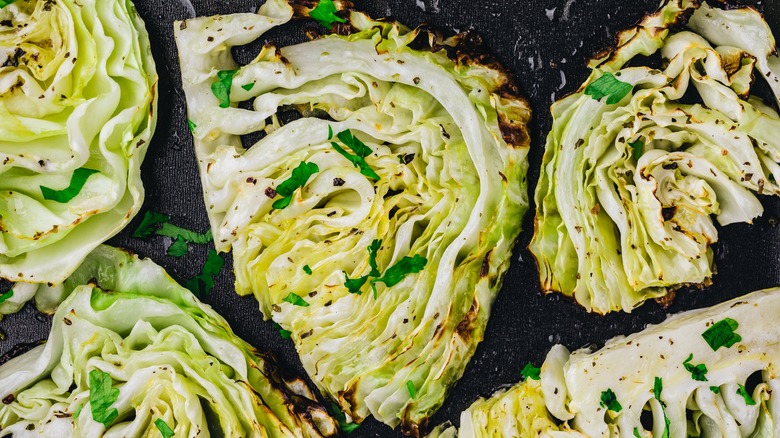 Grilled cabbage on griddle