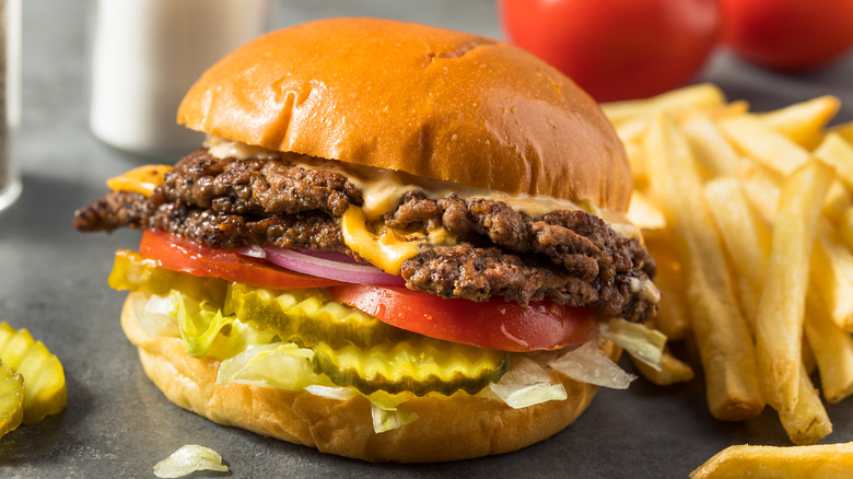 Smash burger with fries