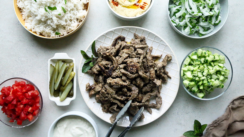 assemble beef shawarma bowls