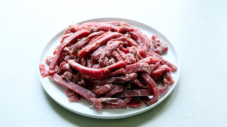 sliced shawarma beef strips