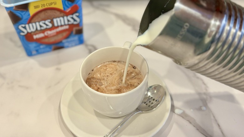 milk into hot chocolate