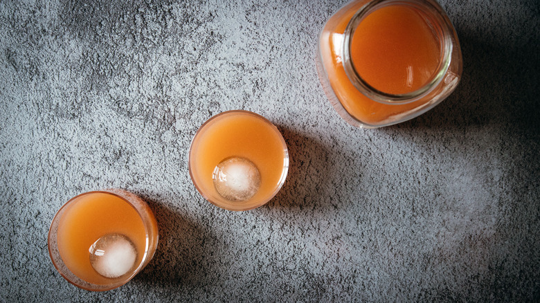 Two Negroni glasses and jar