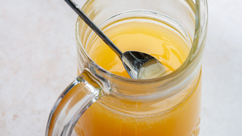 mimosa ingredients in pitcher