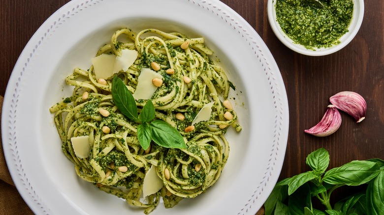 pasta with fresh green herbs