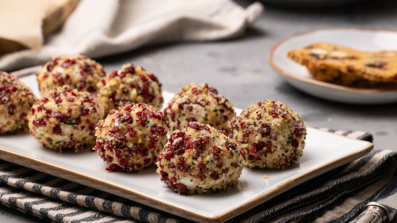 tray of bite sized cheese balls