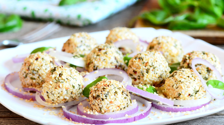 plate of mini cheese balls