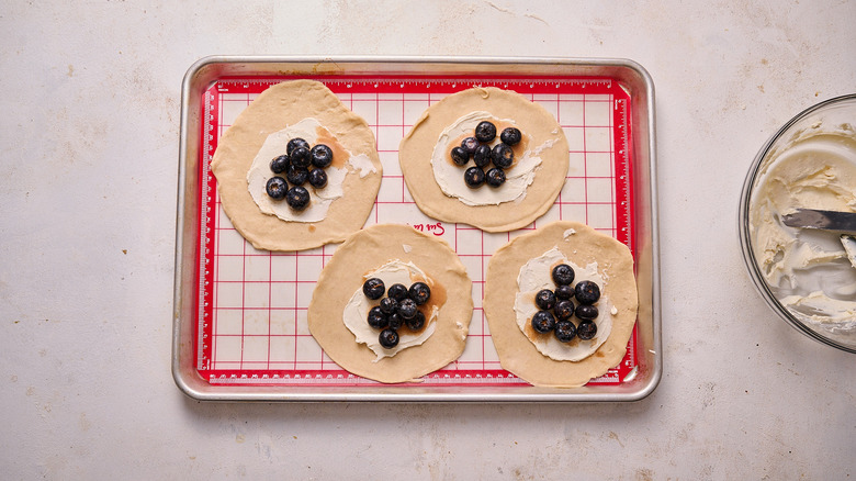 blueberries on pastry rounds