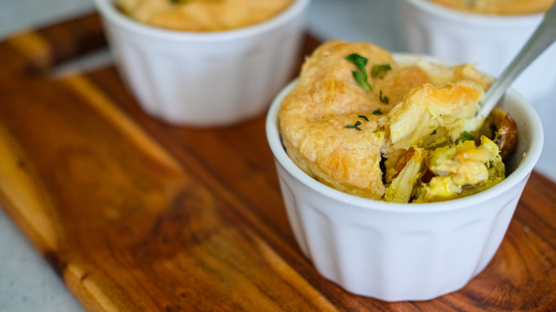 curried chicken pot pie closeup