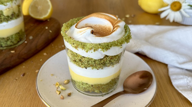 Mini Lemon Pistachio Meringue Trifles