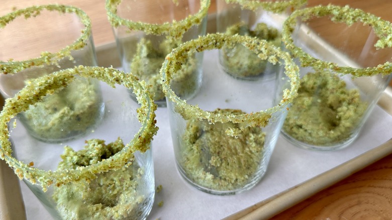 Pistachio cake in serving glasses