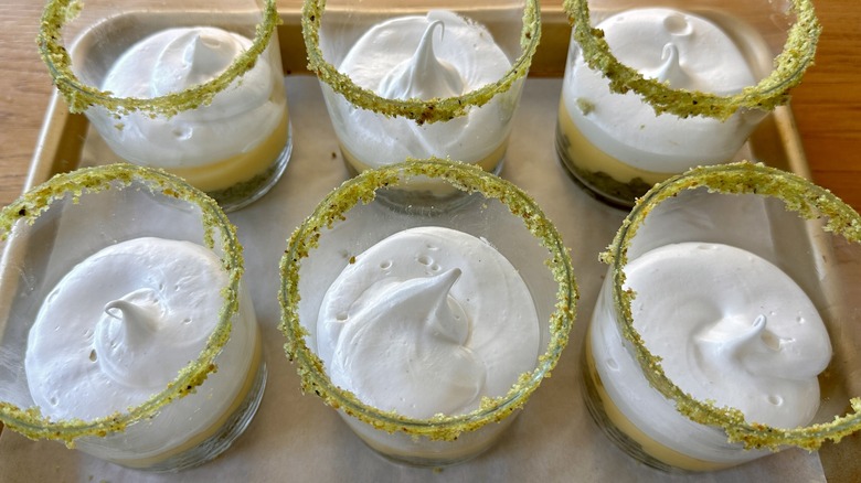 Meringue piped into glasses