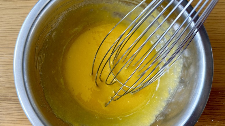 Whisking egg yolks