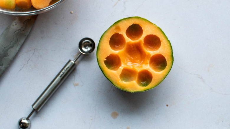 cantaloupe with melon baller