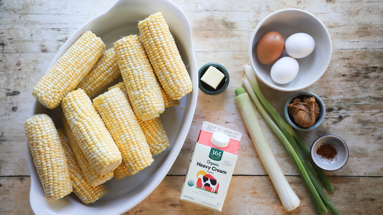 Ingredients for miso corn pudding