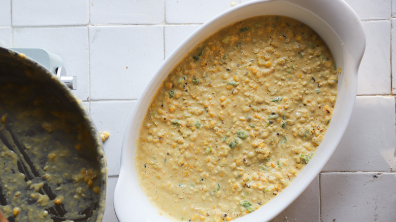 Corn pudding ready to bake