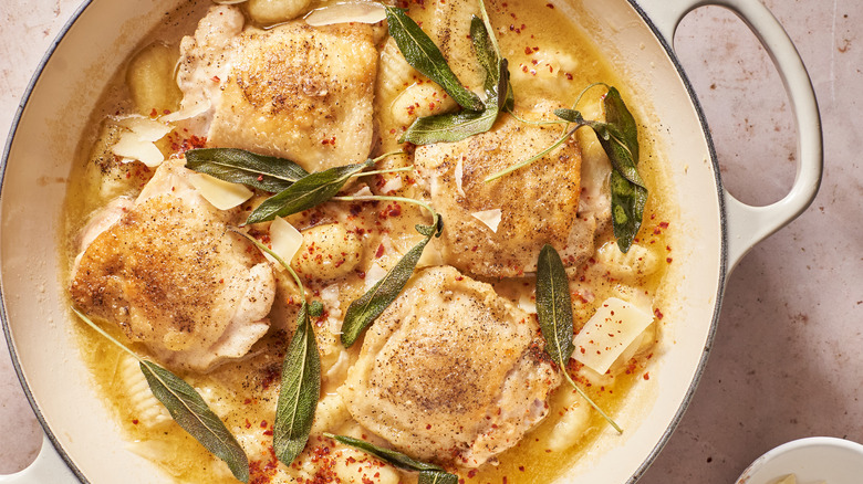 chicken and sage in skillet