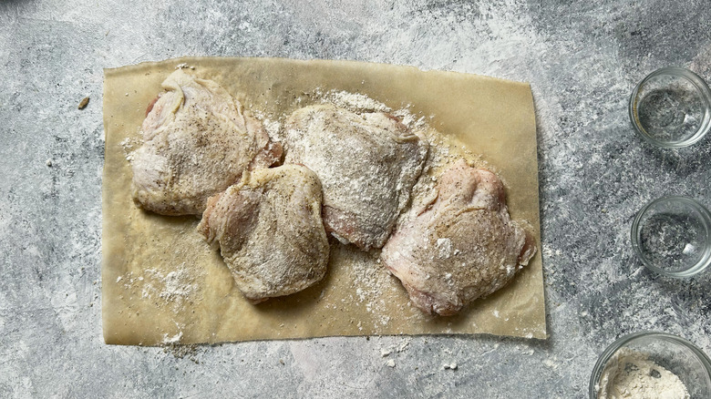 seasoned chicken on table