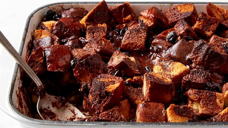 chocolate miso bread pudding