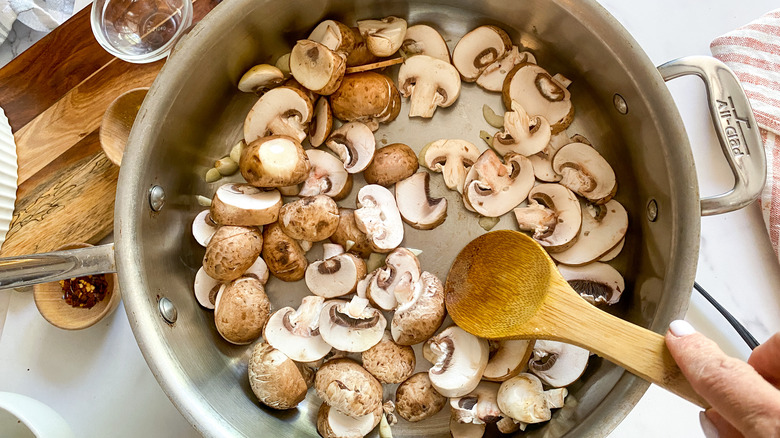 mushrooms in pan