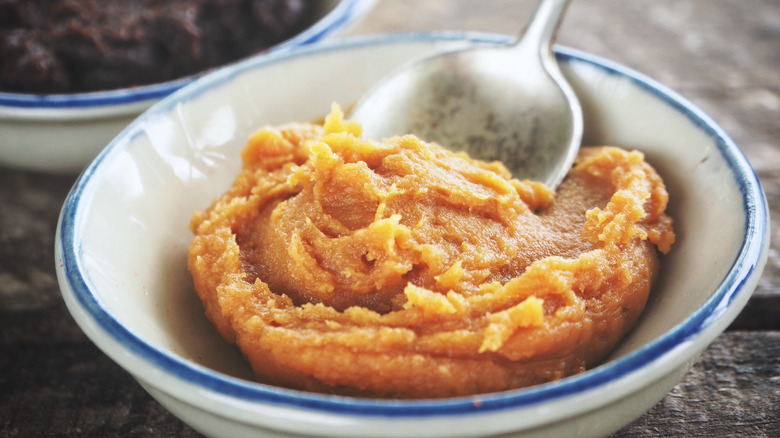 Miso paste in bowl 