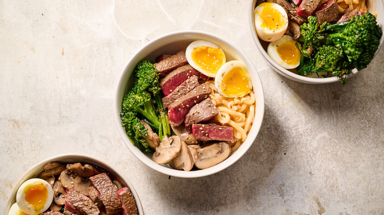 miso sesame beef noodle bowl