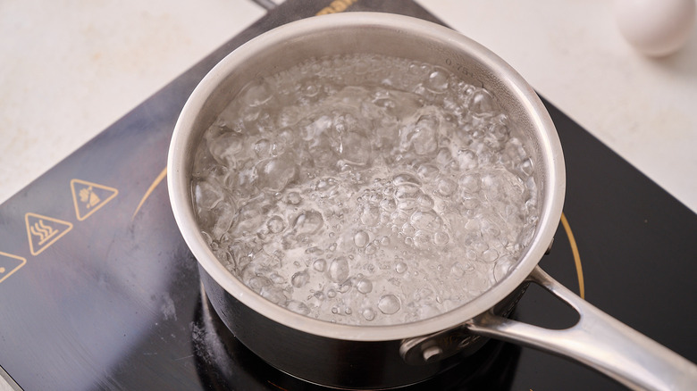 boiling water in a pot