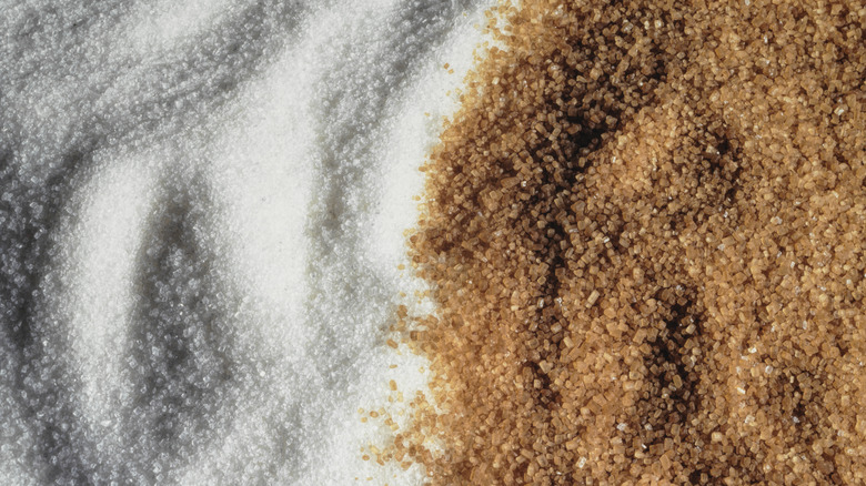 white sugar and brown sugar