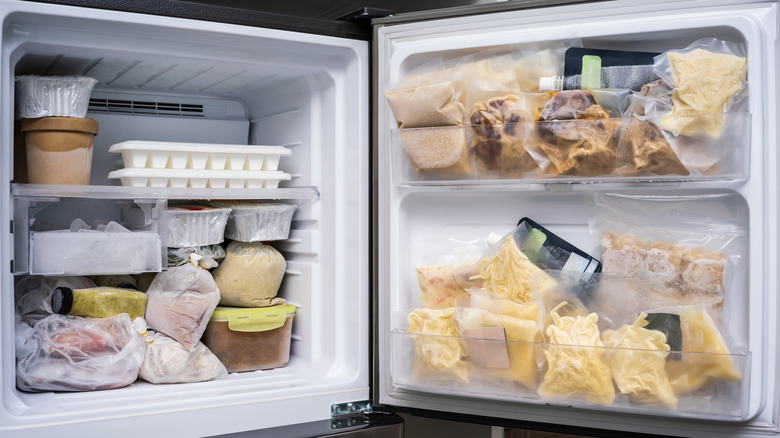 Freezer full of frozen food