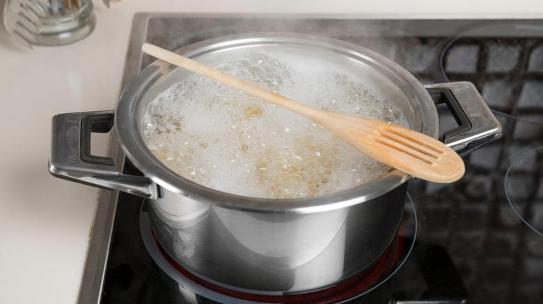 Pot of boiling pasta water