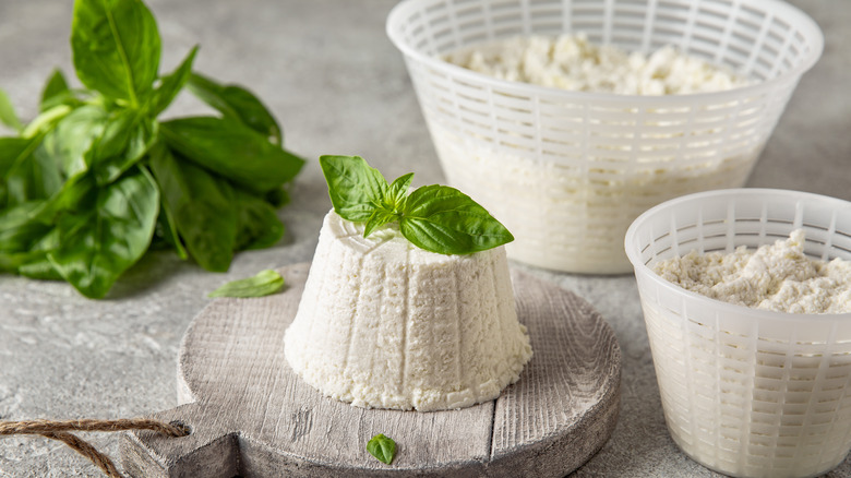 Ricotta cheese with basil