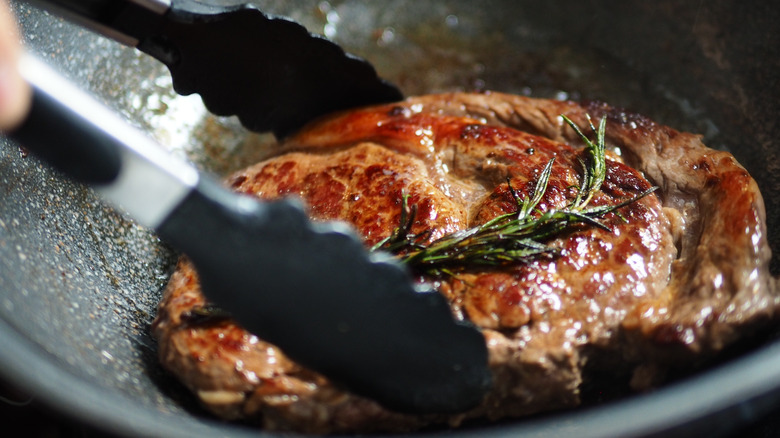 searing chuck roast in pan