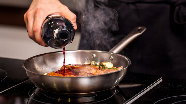 using wine to deglaze pan