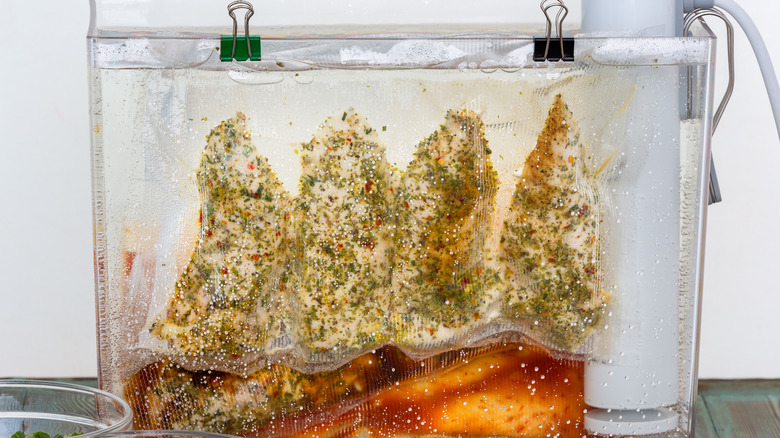 Sous vide chicken with seasoning