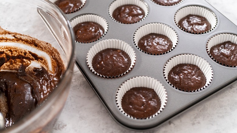 Cupcake batter in cupcake liners