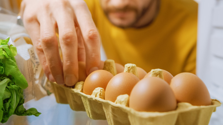 Eggs inside refrigerator