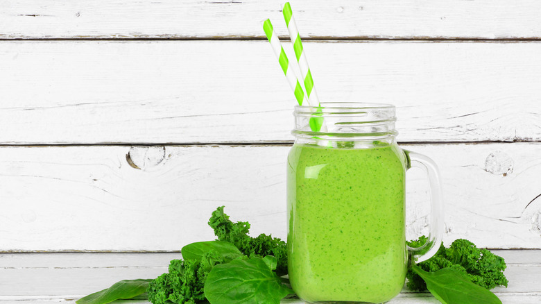 A green smoothie with kale and spinach 