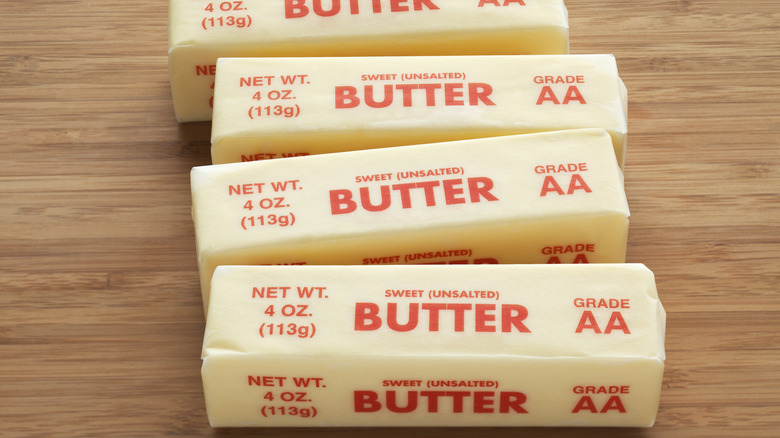 Sticks of unsalted butter