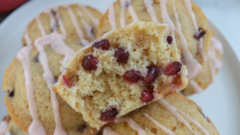 pomegranate seeds in muffins