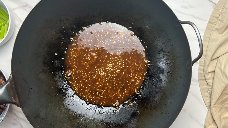 stir fry sauce in wok