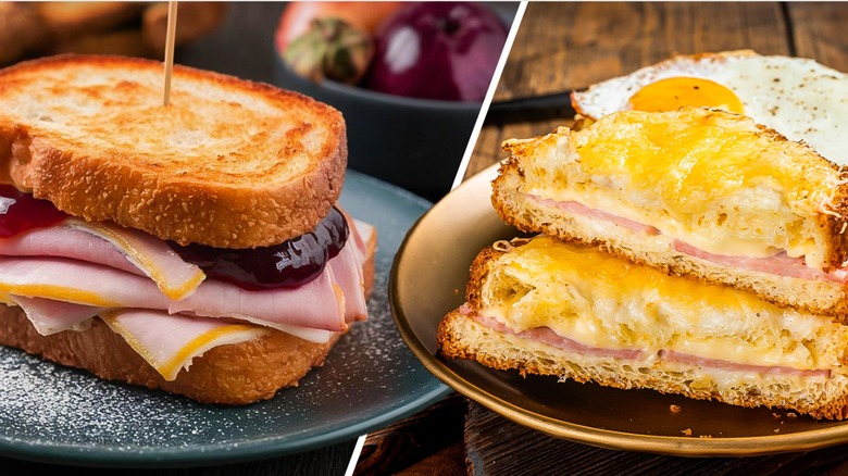 Monte Cristo sandwich beside croque madame