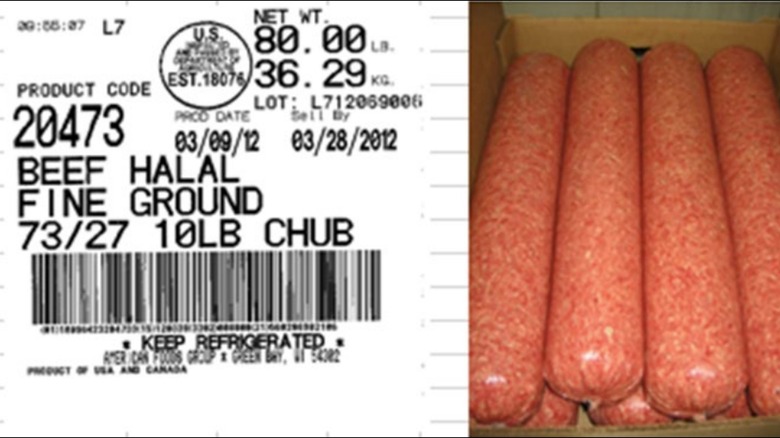 Ground beef product recall labels