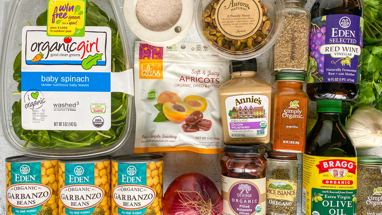 chickpea salad ingredients on counter 