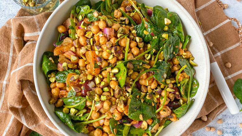 moroccan chickpea salad in bowl 