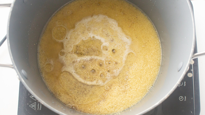 pot of couscous in water