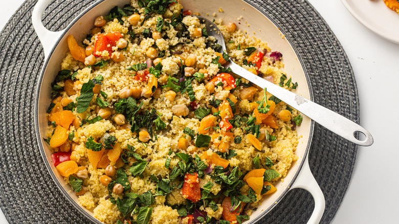 moroccan couscous in pan